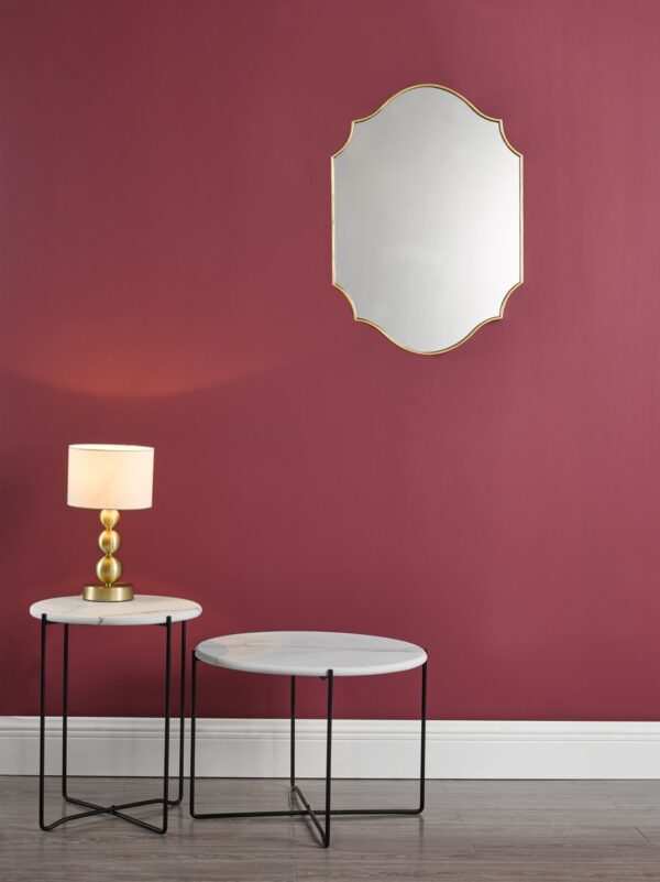 Azzate Round Rolled Edge Side Table White Marble Effect - Image 7