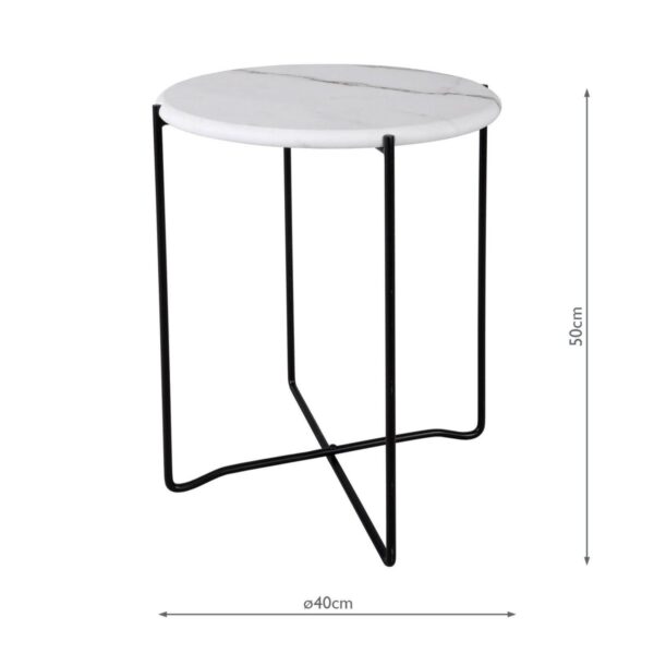 Azzate Round Rolled Edge Side Table White Marble Effect - Image 8