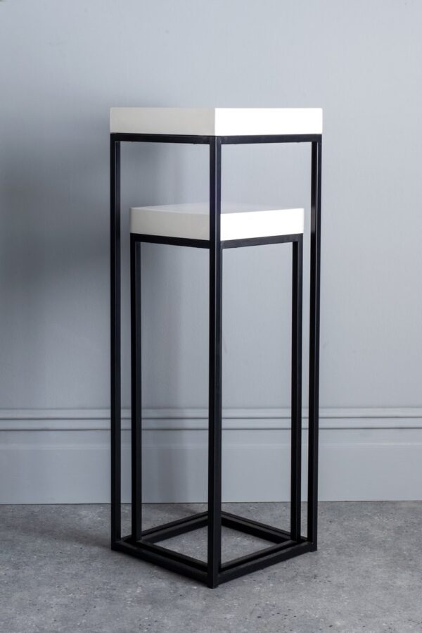 Fabio Nest of 2 Plant Stands White Gloss Top - Image 9