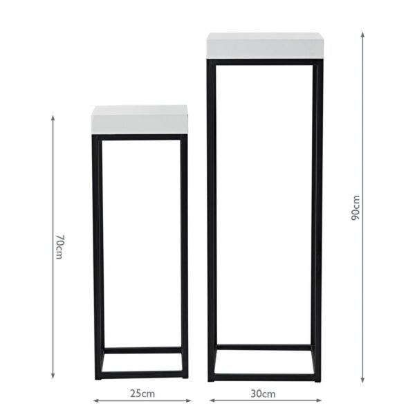 Fabio Nest of 2 Plant Stands White Gloss Top - Image 11