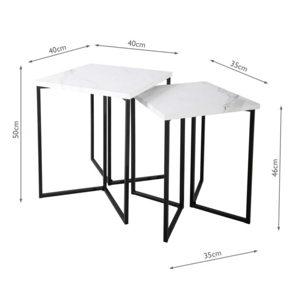 Fotini Nested Side Table White Marble Effect - Image 5