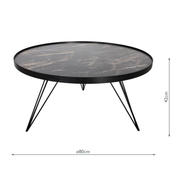 Rauma Round Coffee Table Dark Grey Stone Effect - Image 5