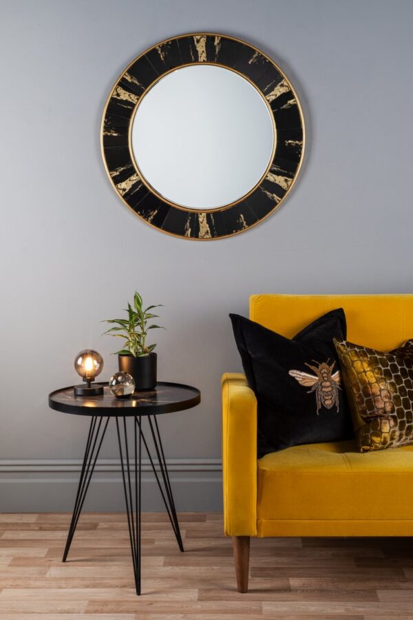 Rauma Round Side Table Dark Grey Stone Effect - Image 4