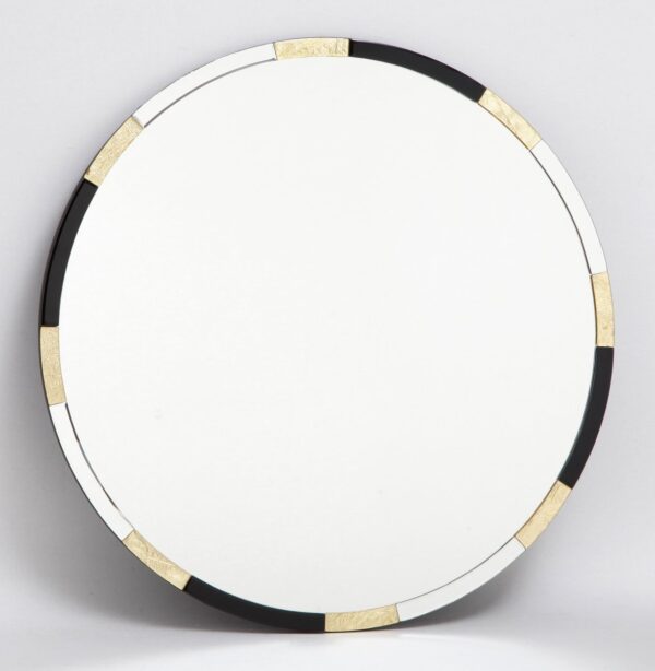 Gadany Round Gold Leaf And Black Glass Mirror 80cm - Image 2