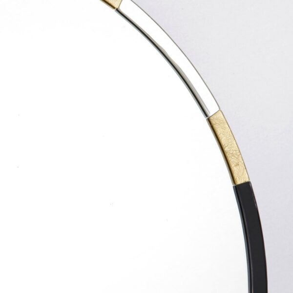 Gadany Round Gold Leaf And Black Glass Mirror 80cm - Image 3