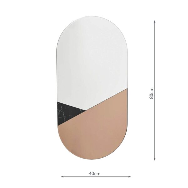 Jalisa Oval Mirror Rose Gold & Black 80cm x 40cm - Image 8
