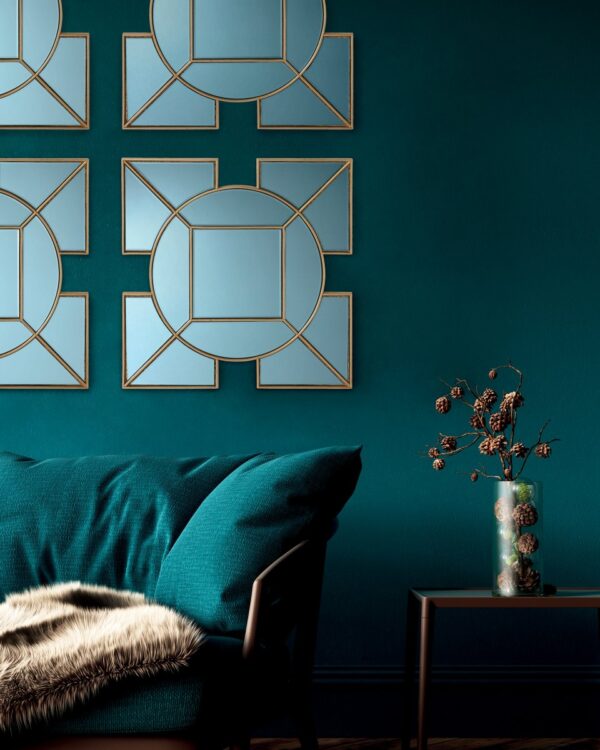 Lyshia Square Mirror With Gold Foil Detail 60cm - Image 5