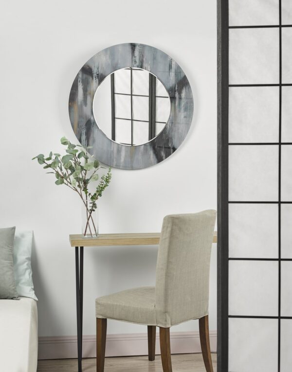 Mehera Round Mirror Grey Marble Print 80cm - Image 5