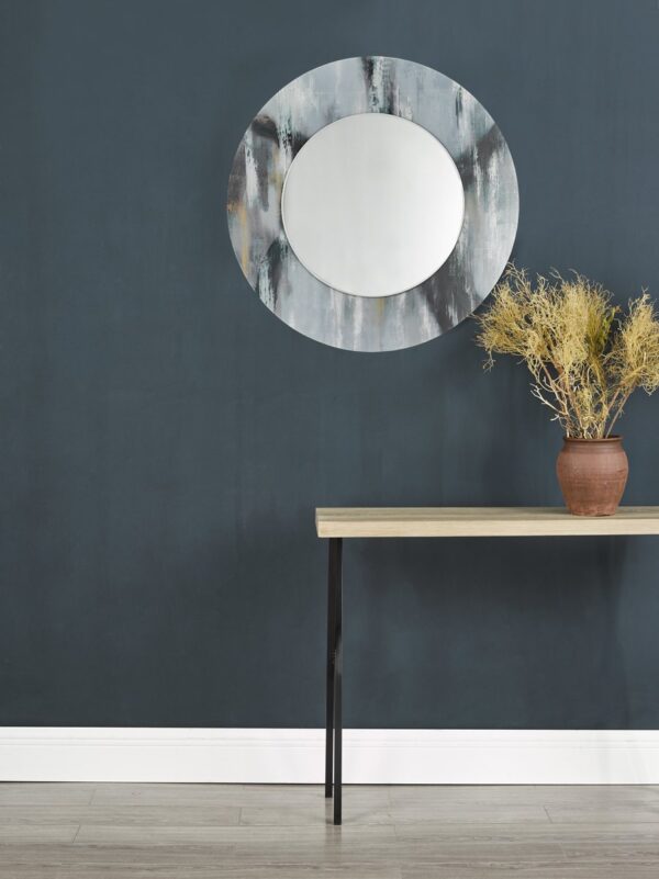 Mehera Round Mirror Grey Marble Print 80cm - Image 6