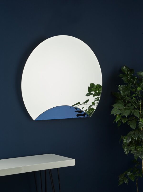 Rise Mirror With Blue Panel Detail 60 x 70cm - Image 6