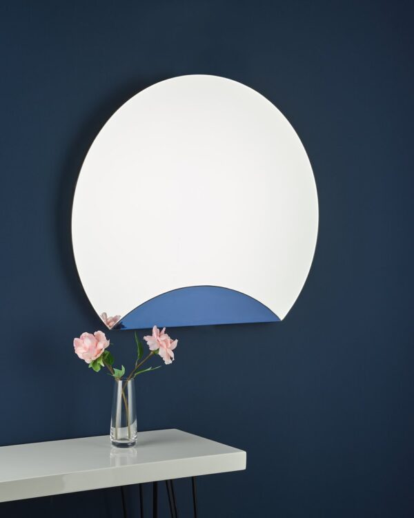 Rise Mirror With Blue Panel Detail 60 x 70cm - Image 7