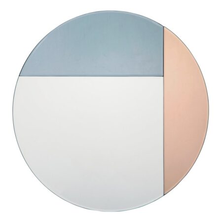 Thalia Round Blue And Rose Gold Mirror 50cm