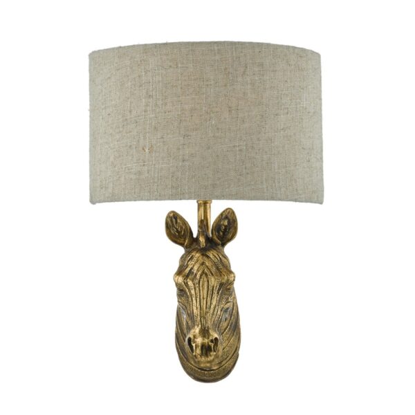 Abby Zebra Wall Light Gold with Natural Linen Shade - Image 2
