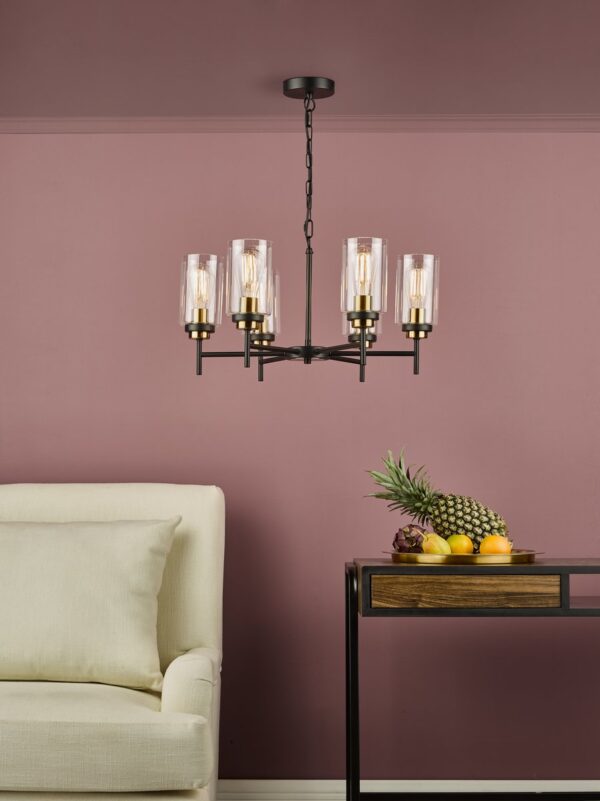 Abel 6 Light Pendant Satin Black Glass - Image 5