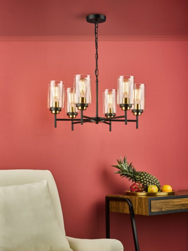 Abel 6 Light Pendant Satin Black Glass - Image 6