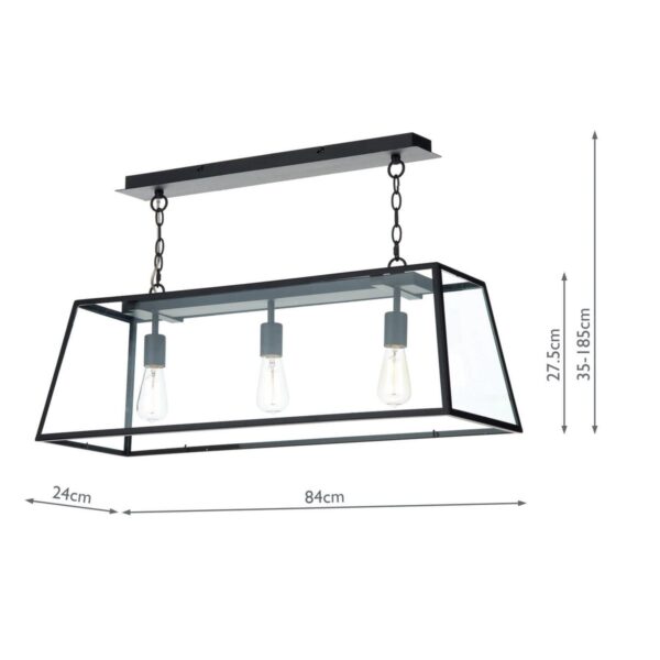 Academy 3 Light Pendant Black - Image 8