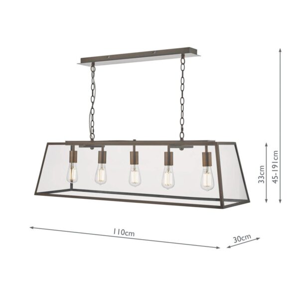 Academy 5 Light Bar Pendant Antique Copper - Image 5