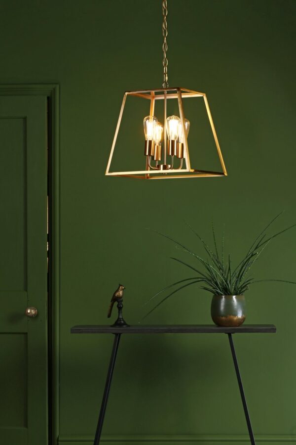 Academy 4 Light Lantern Natural Brass - Image 8