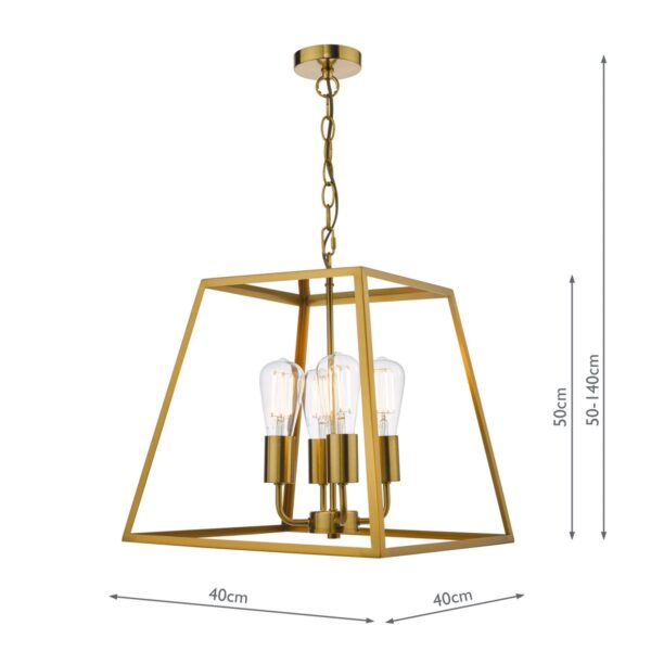 Academy 4 Light Lantern Natural Brass - Image 10