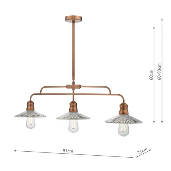 Adeline Bar Pendant Brushed Copper & Glass - Image 7