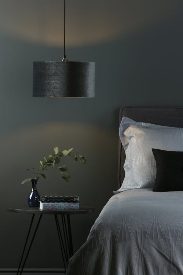 Akavia Grey Velvet Drum Shade 35cm - Image 7