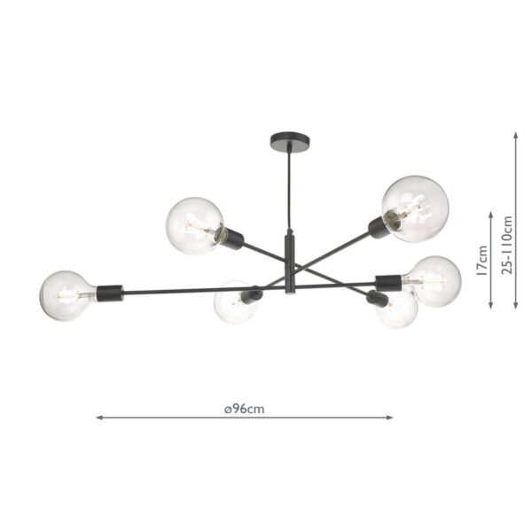 Alana 6 Light Pendant Black - Image 8
