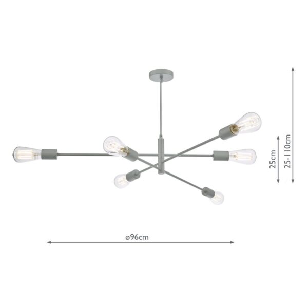 Alana 6 Light Armed Fitting Matt Grey - Image 7