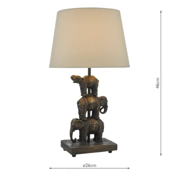 Alina Elephant Table Lamp Antique Bronze With Shade - Image 7