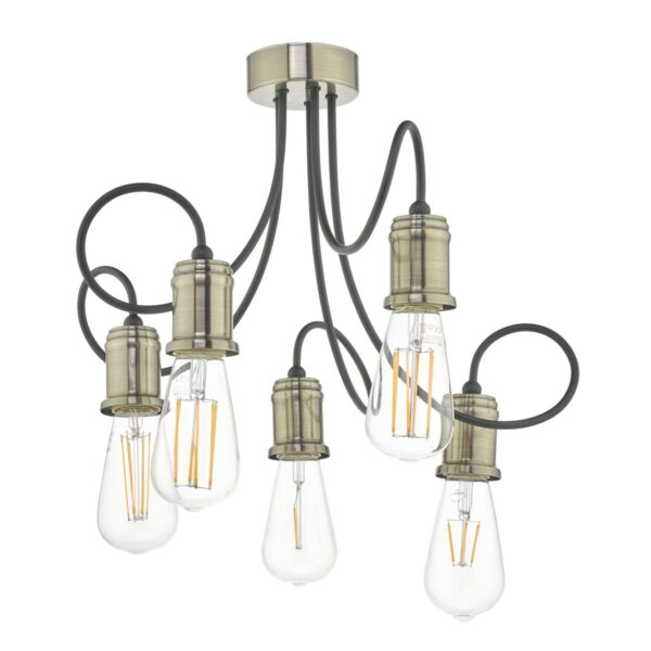 Alzbet 5 Light Semi Flush Antique Brass & Black - Image 2
