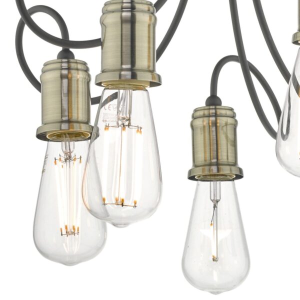 Alzbet 5 Light Semi Flush Antique Brass & Black - Image 3
