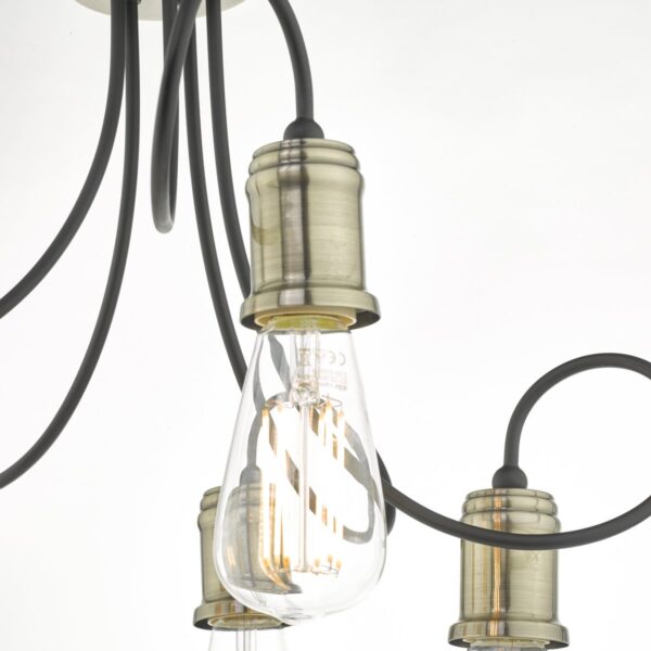 Alzbet 5 Light Semi Flush Antique Brass & Black - Image 4