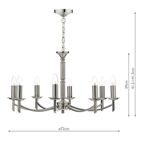 Ambassador 8 Light Dual Mount Chandelier Satin Chrome - Image 6