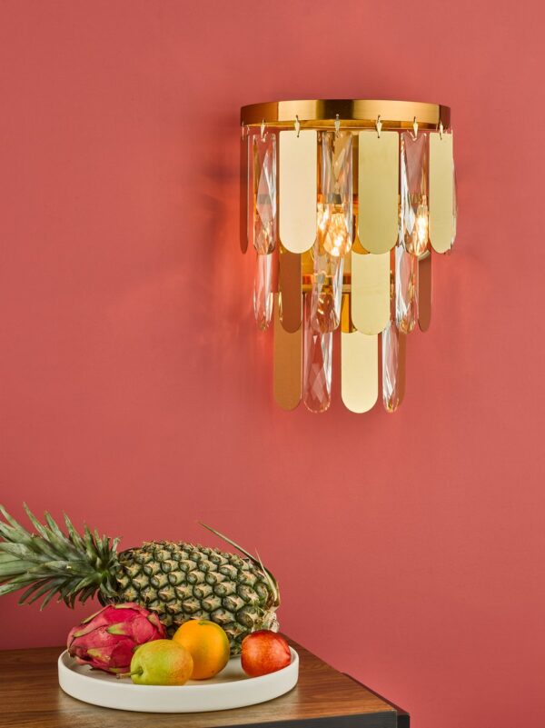 Amira 2 Light Wall Light Polished Gold Crystal - Image 7