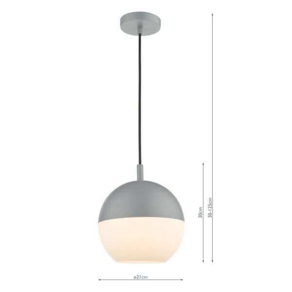 Andre 1 Light Single Pendant Grey Opal Glass - Image 10