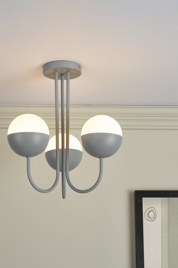 Andre 3 Light Semi Flush Grey Opal Glass - Image 7