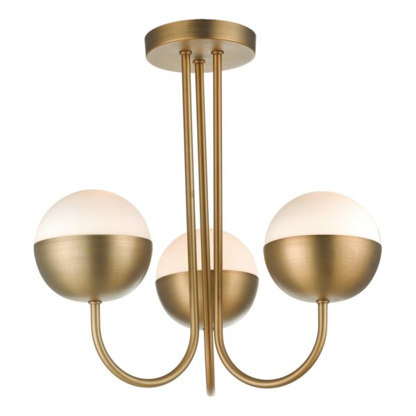 Andre 3 Light Semi Flush Aged Brass Opal Glass - Image 2