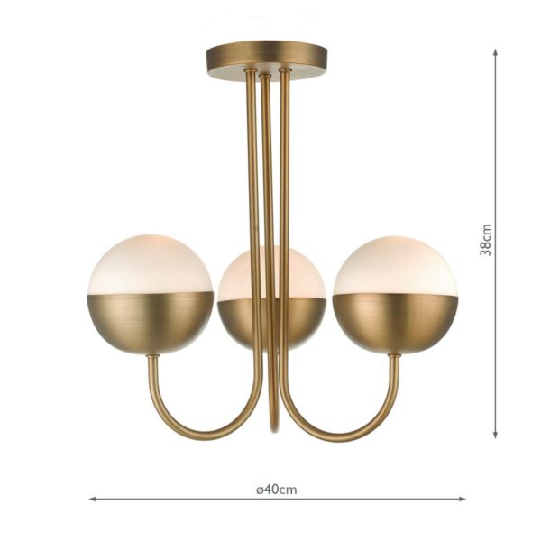 Andre 3 Light Semi Flush Aged Brass Opal Glass - Image 4