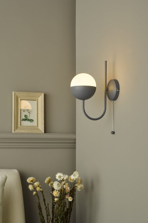 Andre Single Wall Light Grey Opal Glass - Image 6