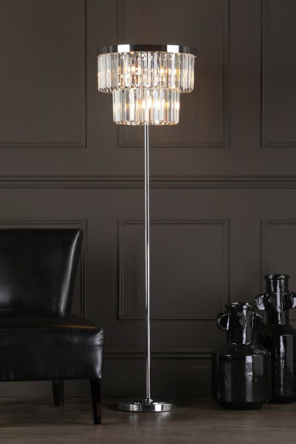 Angel 6 Light Floor Lamp Polished Chrome Crystal - Image 6