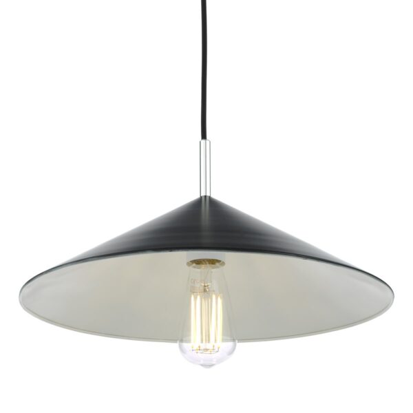 Apex 1 Light Single Pendant Matt Black Polished Chrome - Image 3