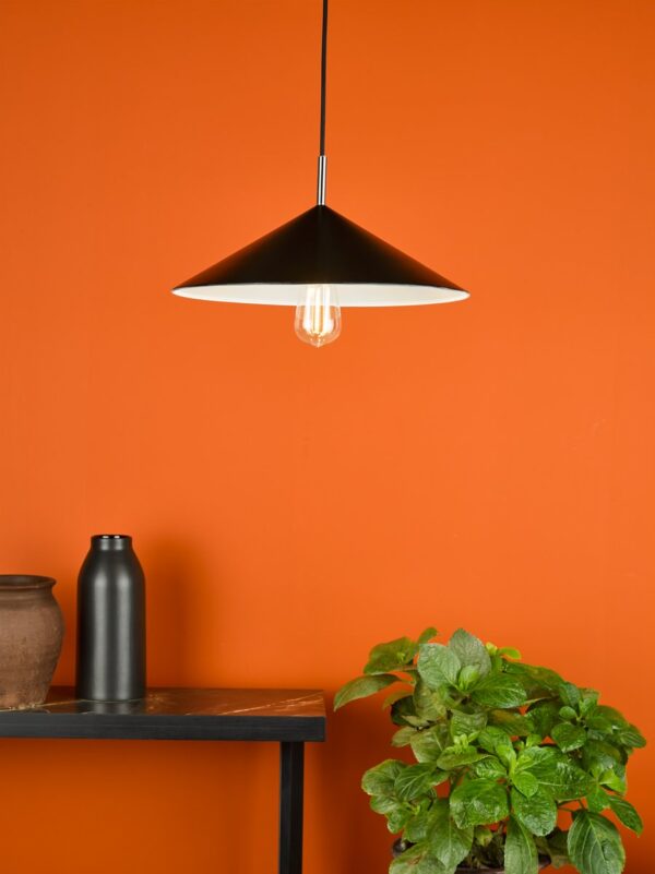 Apex 1 Light Single Pendant Matt Black Polished Chrome - Image 8