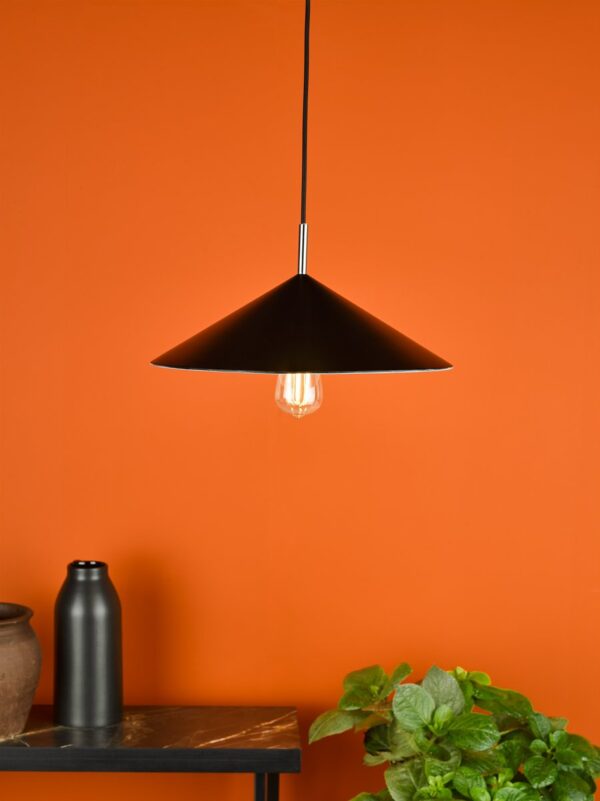 Apex 1 Light Single Pendant Matt Black Polished Chrome - Image 9