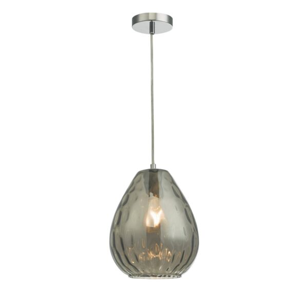 Apulia Pendant Polished Chrome Smoked Glass