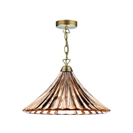 Ardeche 1 Light Large Pendant Amber Glass & Antique Brass