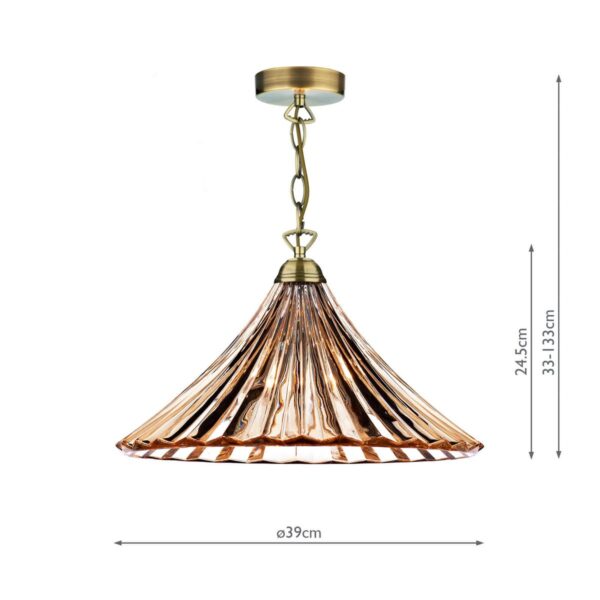 Ardeche 1 Light Large Pendant Amber Glass & Antique Brass - Image 5