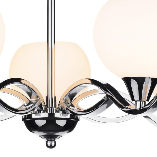 Aruba 5 Light Semi Flush Polished Chrome Opal Glass - Image 4