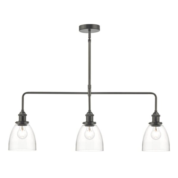 Arvin 3 Light Bar Pendant Antique Chrome & Glass