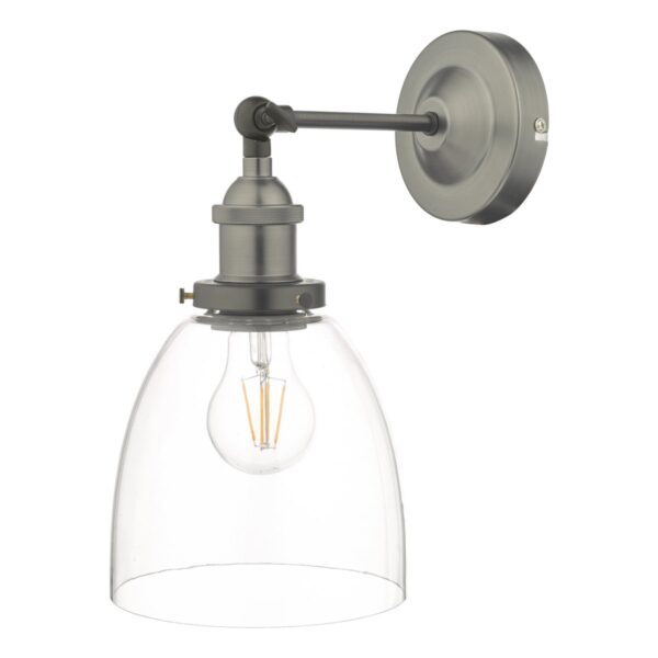 Arvin Industrial Wall Light Antique Chrome with Clear Glass Shade - Image 2
