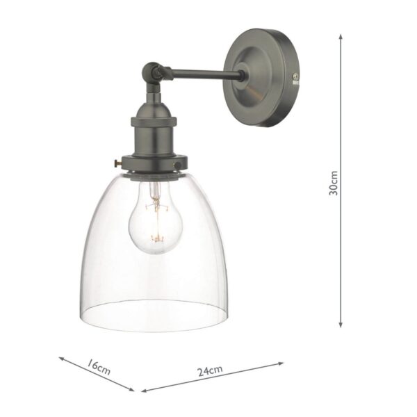 Arvin Industrial Wall Light Antique Chrome with Clear Glass Shade - Image 8