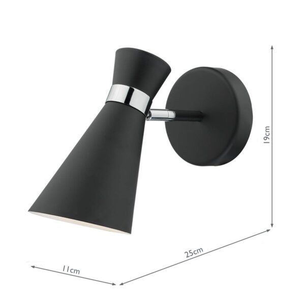 Ashworth Single Wall Spotlight Matt Black Polished Chrome - Image 5